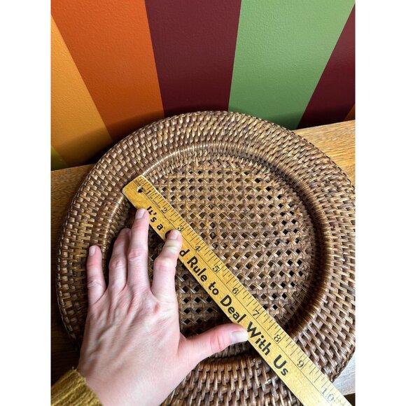 Vintage wicker basket wall cookie charger ratten cottagecore boho  - set of 4 - Picture 5 of 6